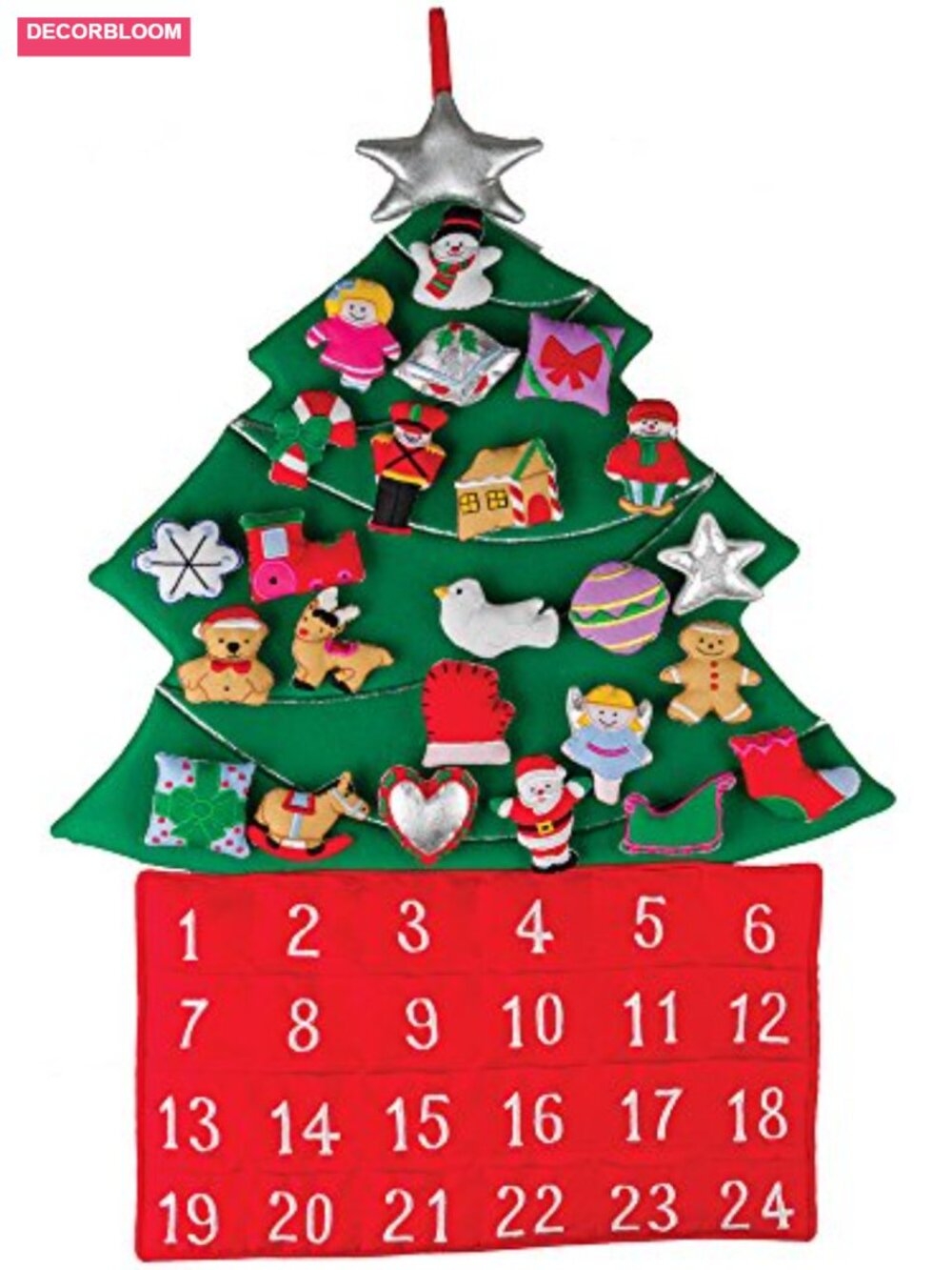 Fabric Christmas Tree Advent Calendar Countdown with Stuffed Figures Reusable
